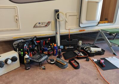 Damaged caravan